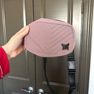 Pink Quilted Crossbody/Fanny Pack with Black Butterfly Charm
